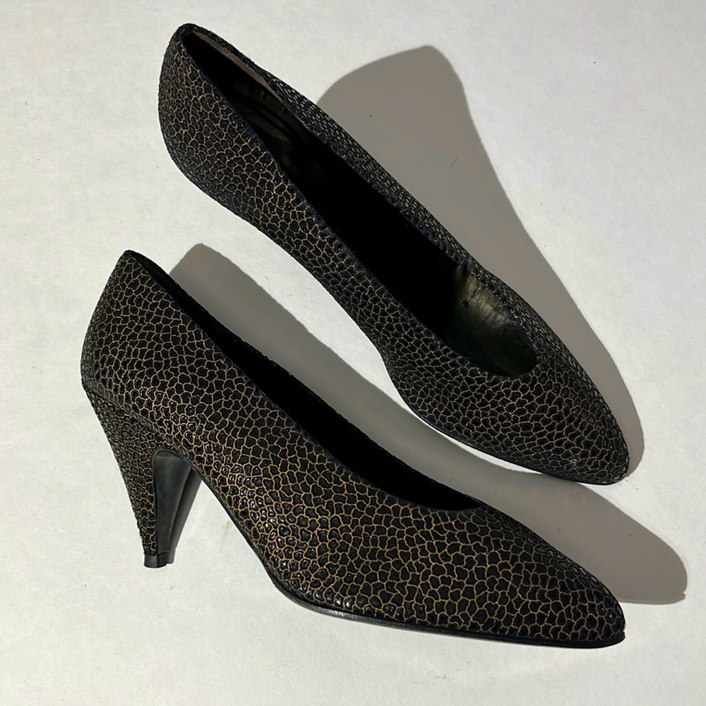 Vintage Xavier Danaud Paris animal print heels pumps sz 7.5 made in France shoes